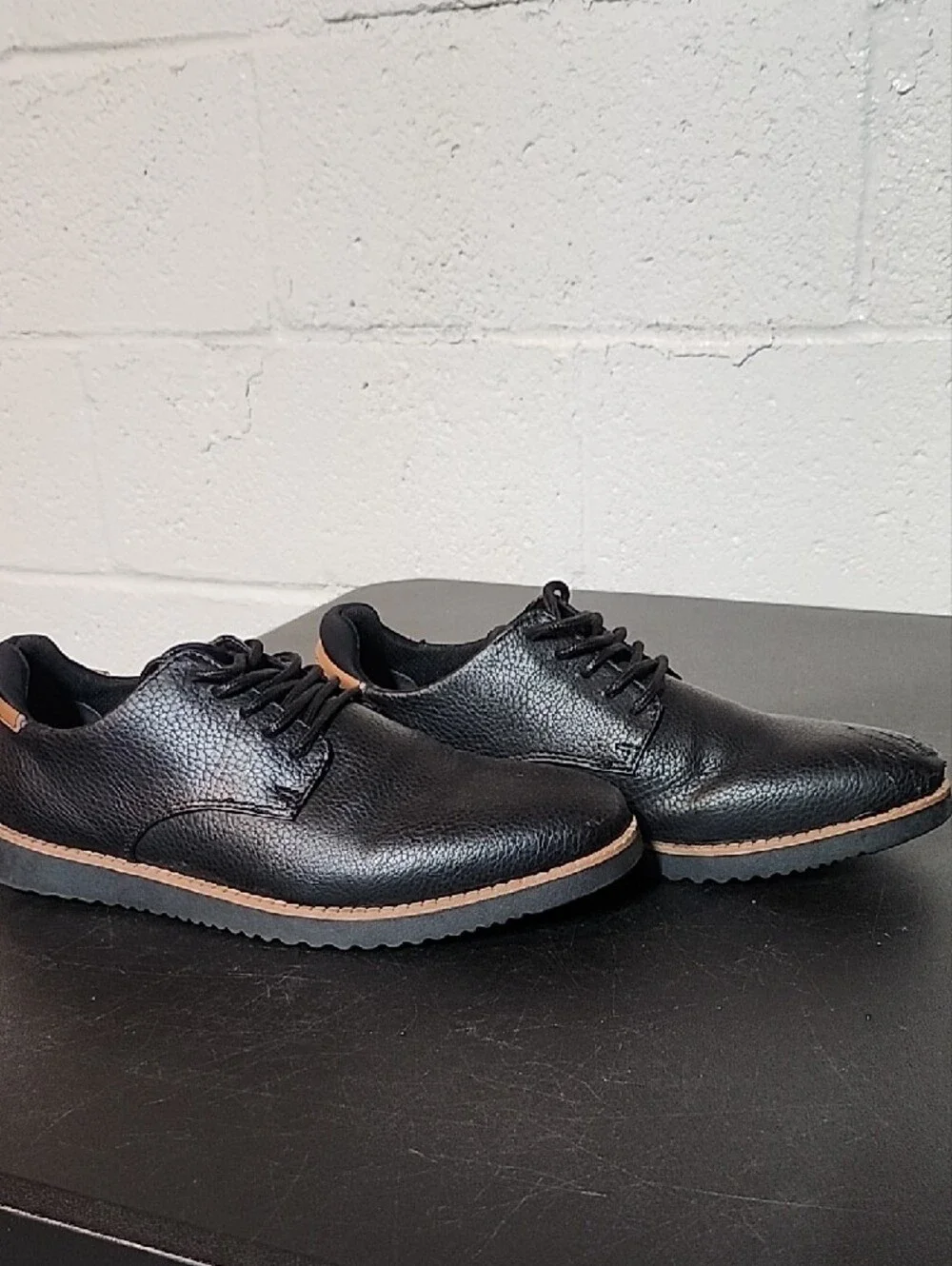 Dr. Scholl's Black Lace-Up Oxfords with Tan Trim
